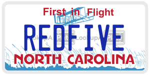 REDFIVE  license plate in NC