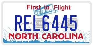 REL6445 license plate in North Carolina
