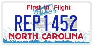 REP1452 license plate in North Carolina