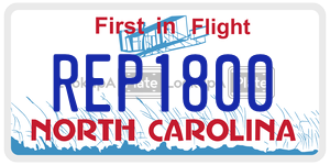 REP1800 license plate in North Carolina