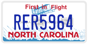 RER5964  license plate in NC
