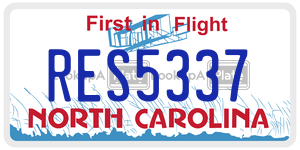 RES5337 license plate in North Carolina