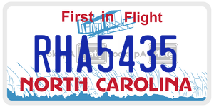 RHA5435  license plate in NC