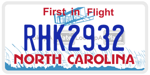 RHK2932  license plate in NC