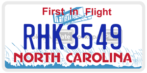 RHK3549 license plate in North Carolina