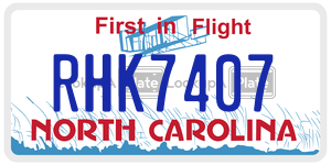 RHK7407 license plate in North Carolina
