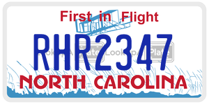 RHR2347 license plate in North Carolina