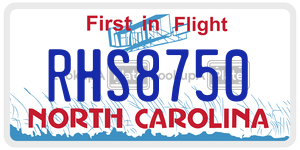 RHS8750 license plate in North Carolina
