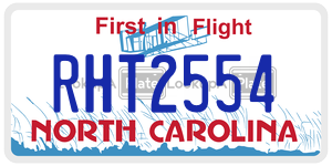 RHT2554 license plate in North Carolina