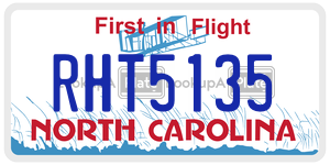 RHT5135  license plate in NC