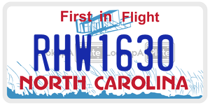 RHW1630  license plate in NC