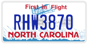 RHW3870  license plate in NC