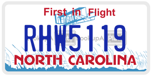 RHW5119 license plate in North Carolina