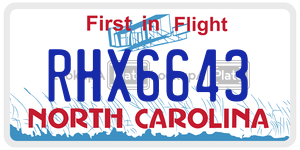 RHX6643 license plate in North Carolina