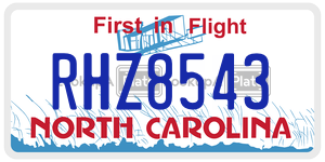 RHZ8543 license plate in North Carolina