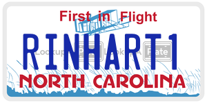 RINHART1 license plate in North Carolina