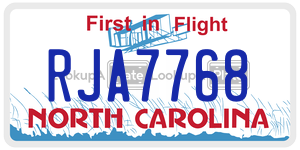 RJA7768  license plate in NC