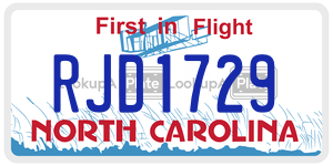 RJD1729 license plate in North Carolina