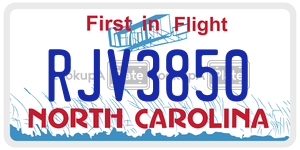 RJV3850 license plate in North Carolina