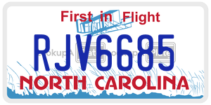 RJV6685 license plate in North Carolina