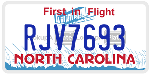RJV7693 license plate in North Carolina