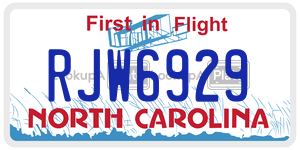 RJW6929 license plate in North Carolina