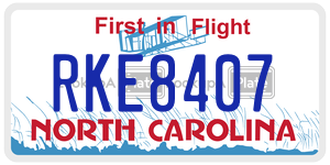 RKE8407 license plate in North Carolina
