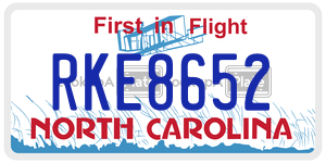 RKE8652 license plate in North Carolina