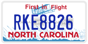 RKE8826 license plate in North Carolina