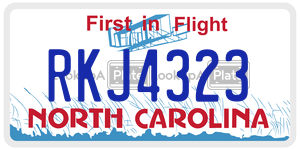 RKJ4323 license plate in North Carolina