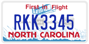 RKK3345 license plate in North Carolina