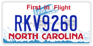 RKV9260  license plate in NC