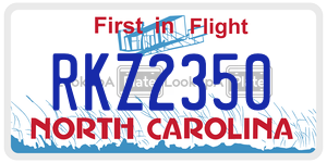 RKZ2350  license plate in NC