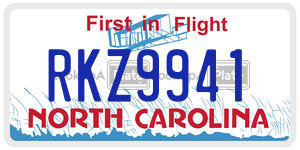 RKZ9941  license plate in NC