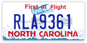 RLA9361  license plate in NC