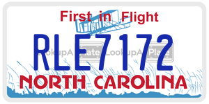 RLE7172  license plate in NC