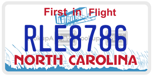 RLE8786  license plate in NC