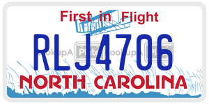 RLJ4706  license plate in NC