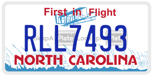 RLL7493  license plate in NC