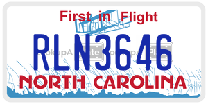 RLN3646  license plate in NC