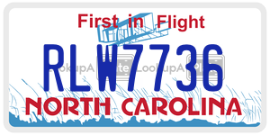 RLW7736  license plate in NC