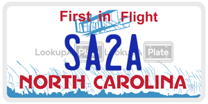SA2A license plate in North Carolina