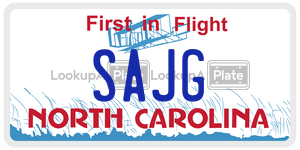 SAJG  license plate in NC