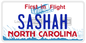 SASHAH license plate in North Carolina