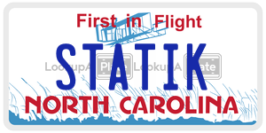 STATIK license plate in North Carolina