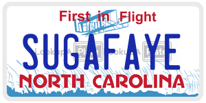 SUGAFAYE license plate in North Carolina