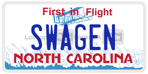 SWAGEN  license plate in NC