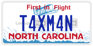 T4XM4N  license plate in NC