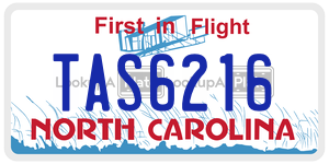 TAS6216 license plate in North Carolina
