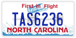 TAS6236 license plate in North Carolina